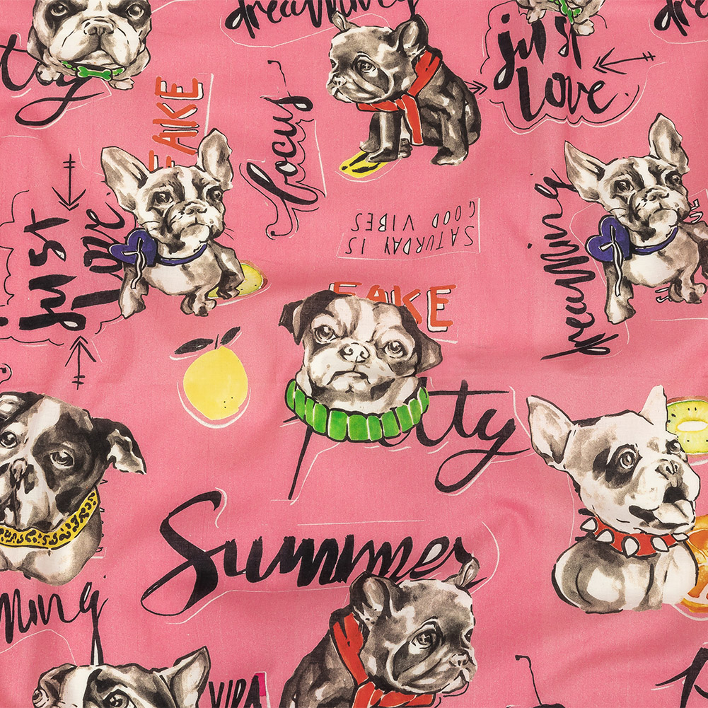 Cotton Voile – Pink Dogs and Text – Pink Dog Days Print – Mood Exclusive Comic Collection Cotton Voile – Pink Dogs and Text – Pink Dog Days Print – Mood Exclusive Comic Collection