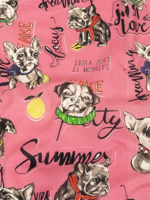 Cotton Voile – Pink Dogs and Text – Pink Dog Days Print – Mood Exclusive Comic Collection Cotton Voile – Pink Dogs and Text – Pink Dog Days Print – Mood Exclusive Comic Collection
