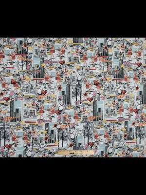 Stretch Cotton Sateen – Red and Yellow Comics – Coffee and Cars Print – Mood Exclusive Comic Collection Stretch Cotton Sateen – Red and Yellow Comics – Coffee and Cars Print – Mood Exclusive Comic Collection