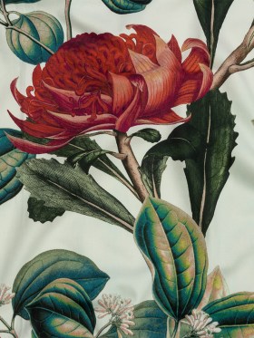 Stretch Cotton Sateen – Red and Green Floral – Paintbrush Lily Print – Mood Exclusive Aloha Collection Stretch Cotton Sateen – Red and Green Floral – Paintbrush Lily Print – Mood Exclusive Aloha Collection