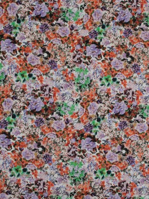 Stretch Cotton Sateen – Orange and Purple Floral – Wild Lantana Print – Mood Exclusive Aloha Collection Stretch Cotton Sateen – Orange and Purple Floral – Wild Lantana Print – Mood Exclusive Aloha Collection