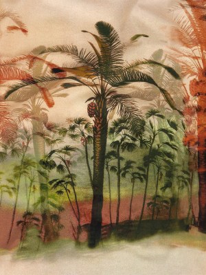 Cotton Voile Panel – Coral and Green Palm Trees – Sunset Palms Print – Mood Exclusive Aloha Collection Cotton Voile Panel – Coral and Green Palm Trees – Sunset Palms Print – Mood Exclusive Aloha Collection