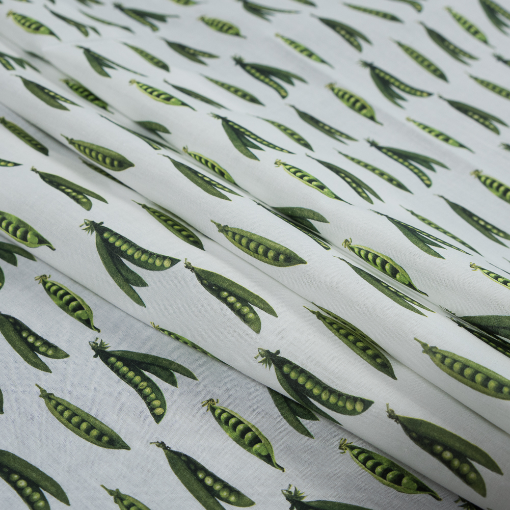 Cotton Voile – White and Green Pea Pods – January Peas Print – Mood Exclusive Aloha Collection Cotton Voile – White and Green Pea Pods – January Peas Print – Mood Exclusive Aloha Collection