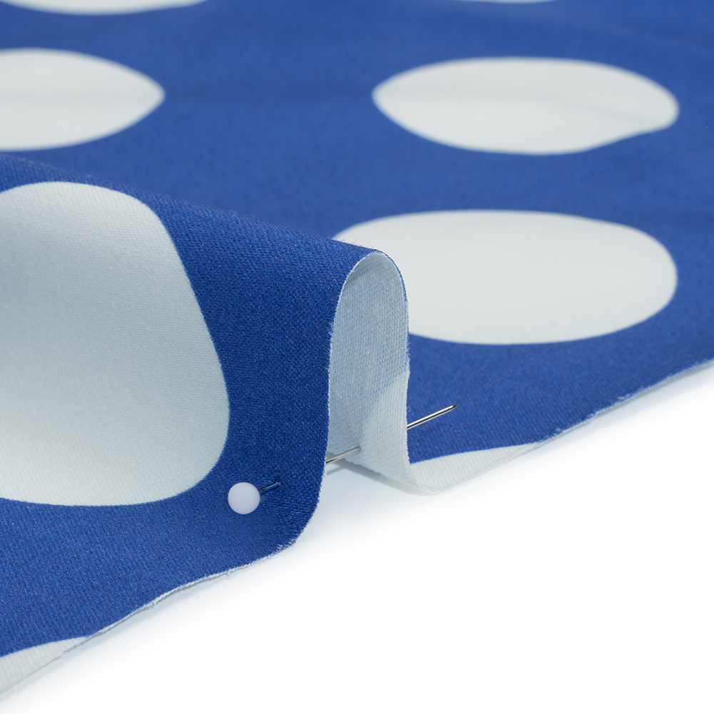 Stretch Cotton Sateen – Blue and White Polka Dots – Mood Exclusive Mahina Dots Print Stretch Cotton Sateen – Blue and White Polka Dots – Mood Exclusive Mahina Dots Print
