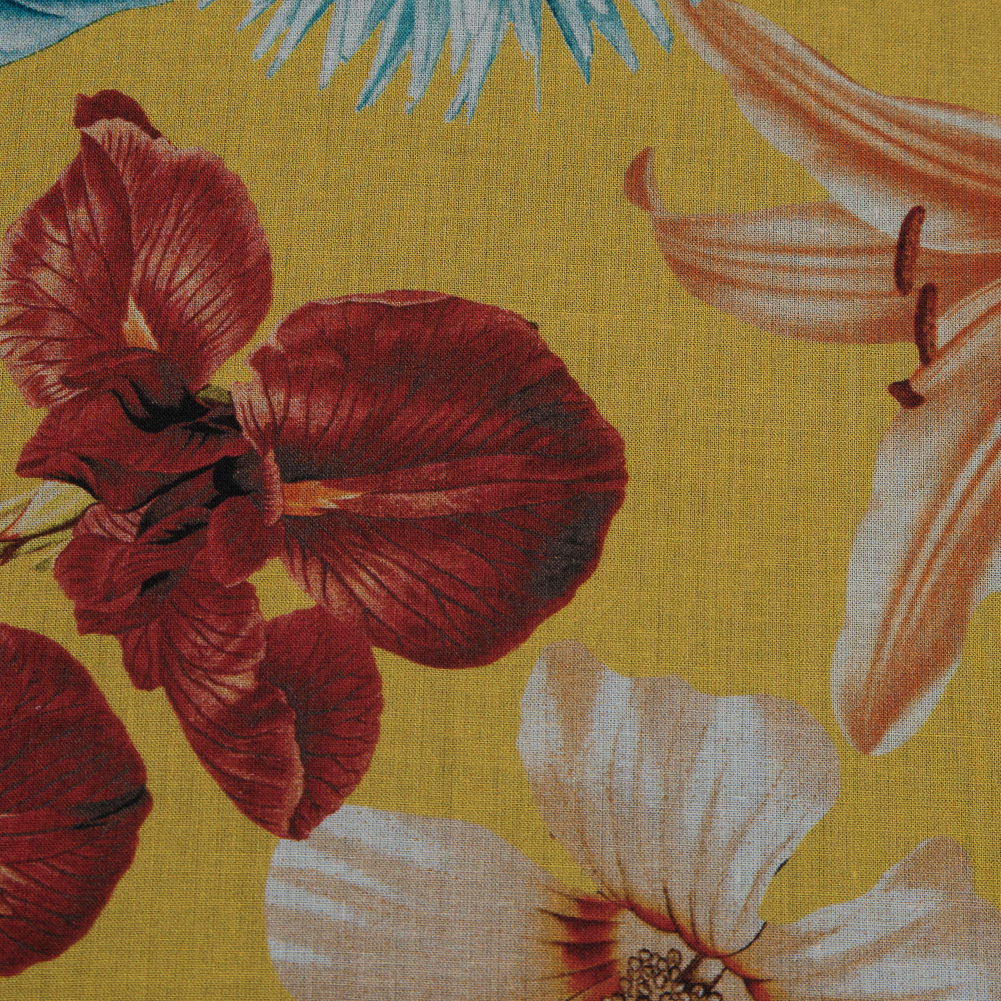 Cotton Voile - Yellow Floral - Maharudra Shiva's Determination Print - Mood Exclusive Surya Collection