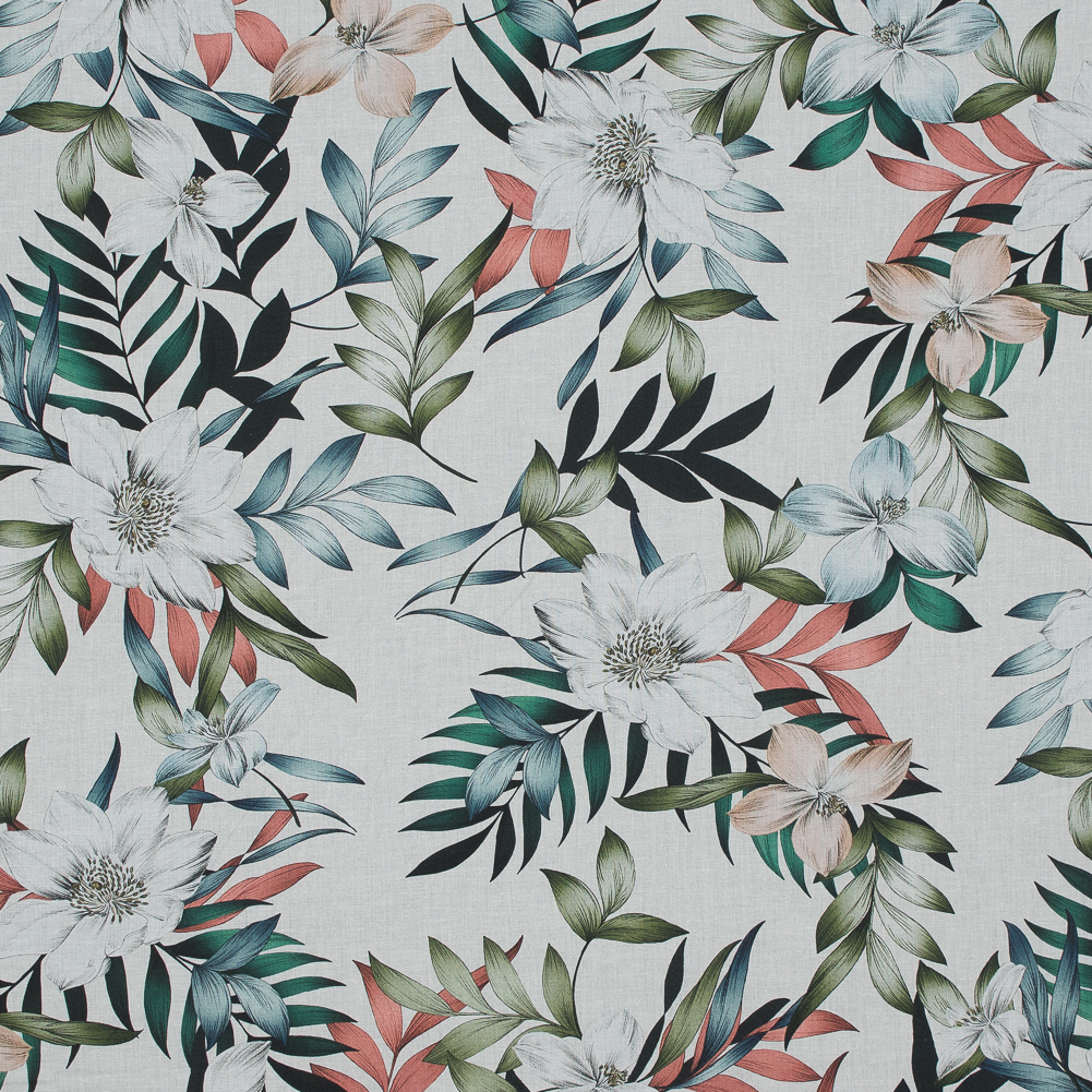 Cotton Voile – White and Green Floral – Regality of Renewal Print – Mood Exclusive Key Largo Collection Cotton Voile – White and Green Floral – Regality of Renewal Print – Mood Exclusive Key Largo Collection