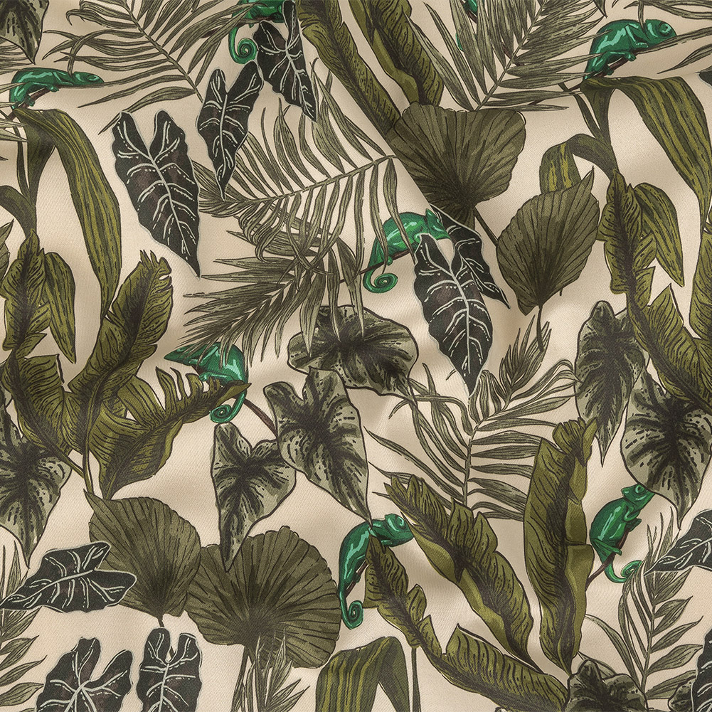 Stretch Cotton Sateen – Green Foliage – Botanical Curiosity Print – Mood Exclusive Key Largo Collection Stretch Cotton Sateen – Green Foliage – Botanical Curiosity Print – Mood Exclusive Key Largo Collection