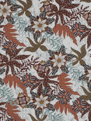 Stretch Cotton Sateen – White and Orange Floral – Vitality of Admiration Print – Mood Exclusive Key Largo Collection Stretch Cotton Sateen – White and Orange Floral – Vitality of Admiration Print – Mood Exclusive Key Largo Collection