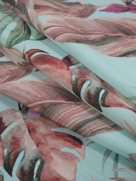Cotton Voile – Aqua Tropical Leaves – Efficacy of Contentment Print – Mood Exclusive Key Largo Collection Cotton Voile – Aqua Tropical Leaves – Efficacy of Contentment Print – Mood Exclusive Key Largo Collection