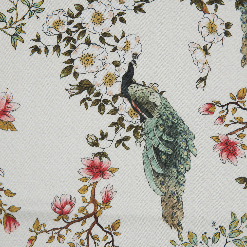 Stretch Cotton Sateen – White Floral – Dignity of Enlightenment Print – Mood Exclusive Key Largo Collection Stretch Cotton Sateen – White Floral – Dignity of Enlightenment Print – Mood Exclusive Key Largo Collection