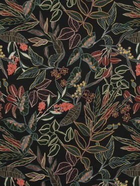 Stretch Cotton Sateen – Black and Green Foliage – Mystery of Renewal Print – Mood Exclusive Key Largo Collection Stretch Cotton Sateen – Black and Green Foliage – Mystery of Renewal Print – Mood Exclusive Key Largo Collection