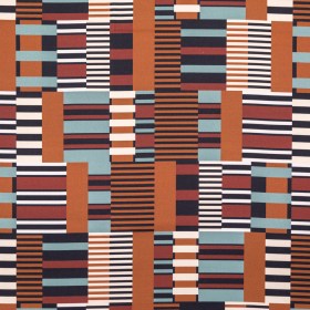 Stretch Cotton Sateen – Blue and Brown Geometric – Kernel of Truth Print – Mood Exclusive Harvest Collection Stretch Cotton Sateen – Blue and Brown Geometric – Kernel of Truth Print – Mood Exclusive Harvest Collection