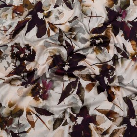 Stretch Cotton Sateen – Burgundy and White Floral – A Drop of Golden Sun Print – Mood Exclusive Harvest Collection Stretch Cotton Sateen – Burgundy and White Floral – A Drop of Golden Sun Print – Mood Exclusive Harvest Collection