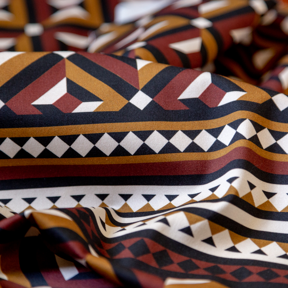 Stretch Cotton Sateen Panel – Mahogany Geometric – Art-tumnal Equinox Print – Mood Exclusive Harvest Collection Stretch Cotton Sateen Panel – Mahogany Geometric – Art-tumnal Equinox Print – Mood Exclusive Harvest Collection