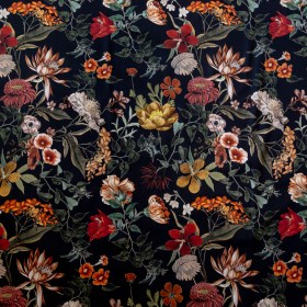 Stretch Cotton Sateen – Black Floral – Garden of Earthly Delights Print – Mood Exclusive Harvest Collection Stretch Cotton Sateen – Black Floral – Garden of Earthly Delights Print – Mood Exclusive Harvest Collection