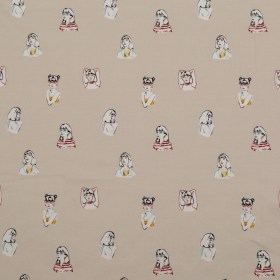 Stretch Cotton Sateen – Beige Faces – Run the World Print – Mood Exclusive Harvest Collection Stretch Cotton Sateen – Beige Faces – Run the World Print – Mood Exclusive Harvest Collection