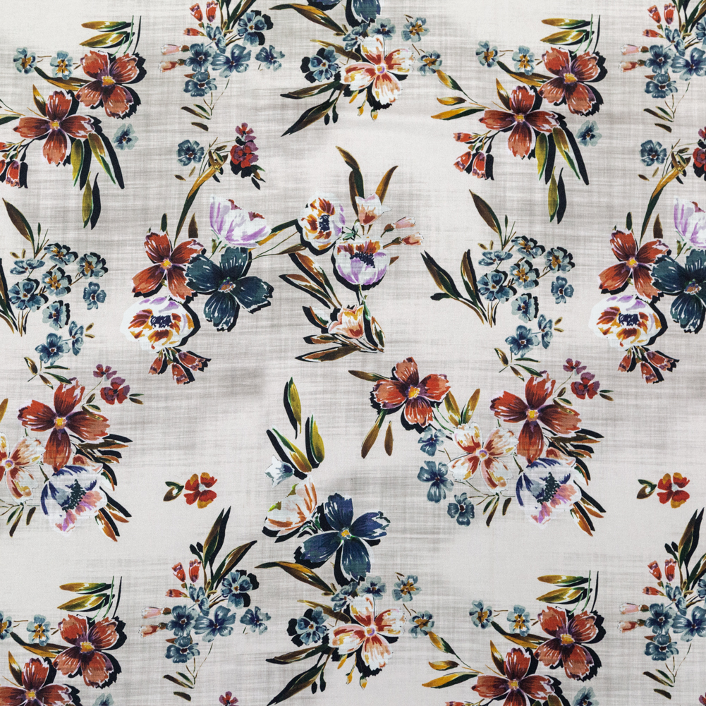 Stretch Cotton Sateen – Off-White FLoral – New Americana Print – Mood Exclusive Harvest Collection Stretch Cotton Sateen – Off-White FLoral – New Americana Print – Mood Exclusive Harvest Collection