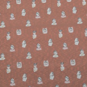 Cotton Voile – Burnt Salmon Faces – Run the World Print – Mood Exclusive Harvest Collection Cotton Voile – Burnt Salmon Faces – Run the World Print – Mood Exclusive Harvest Collection