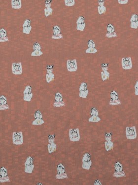 Cotton Voile – Burnt Salmon Faces – Run the World Print – Mood Exclusive Harvest Collection Cotton Voile – Burnt Salmon Faces – Run the World Print – Mood Exclusive Harvest Collection