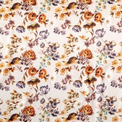 Stretch Cotton Sateen – Cream and Rust Floral – August Rush Print – Mood Exclusive Harvest Collection Stretch Cotton Sateen – Cream and Rust Floral – August Rush Print – Mood Exclusive Harvest Collection