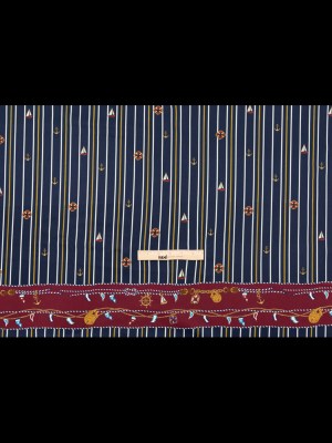 Stretch Cotton Sateen Panel – Nautical Treasures and Stripes – Sailboat Treasures Print – Mood Exclusive St. Tropez Collection Stretch Cotton Sateen Panel – Nautical Treasures and Stripes – Sailboat Treasures Print – Mood Exclusive St. Tropez Collection