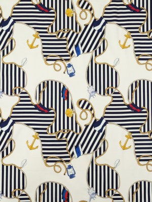 Stretch Cotton Sateen Panel – Ship Wheels and Stripes – Maritime Adornments Print – Mood Exclusive St. Tropez Collection Stretch Cotton Sateen Panel – Ship Wheels and Stripes – Maritime Adornments Print – Mood Exclusive St. Tropez Collection