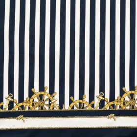 Stretch Cotton Sateen Panel – Ship Wheels and Stripes – Maritime Adornments Print – Mood Exclusive St. Tropez Collection Stretch Cotton Sateen Panel – Ship Wheels and Stripes – Maritime Adornments Print – Mood Exclusive St. Tropez Collection