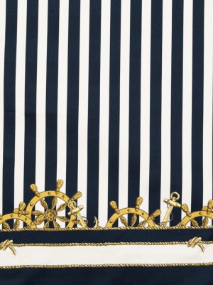 Stretch Cotton Sateen Panel – Ship Wheels and Stripes – Maritime Adornments Print – Mood Exclusive St. Tropez Collection Stretch Cotton Sateen Panel – Ship Wheels and Stripes – Maritime Adornments Print – Mood Exclusive St. Tropez Collection