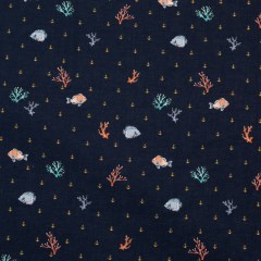 Cotton Voile – Navy Fish and Coral – Seacoral Delights Print – Mood Exclusive St. Tropez Collection Cotton Voile – Navy Fish and Coral – Seacoral Delights Print – Mood Exclusive St. Tropez Collection
