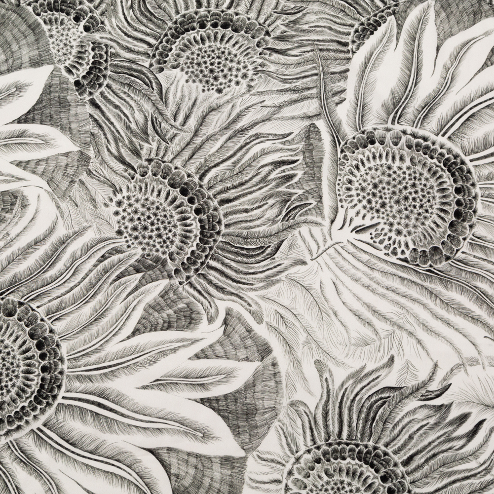 Cotton Voile – Black and White Sunflowers – Mood Exclusive Floral Hideaways Print Cotton Voile – Black and White Sunflowers – Mood Exclusive Floral Hideaways Print