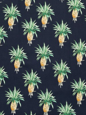 Cotton Voile – Navy Blue Pineapples – Intaglio Pines Print – Mood Exclusive St. Tropez Collection Cotton Voile – Navy Blue Pineapples – Intaglio Pines Print – Mood Exclusive St. Tropez Collection