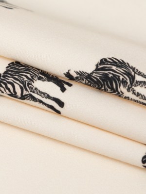 Stretch Cotton Sateen – White Zebras – Passing Interest Print – Mood Exclusive Kenko Collection Stretch Cotton Sateen – White Zebras – Passing Interest Print – Mood Exclusive Kenko Collection