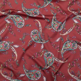 Stretch Cotton Sateen – Red Paisley – Merry Beyond Measure Print – Mood Exclusive Kenko Collection Stretch Cotton Sateen – Red Paisley – Merry Beyond Measure Print – Mood Exclusive Kenko Collection