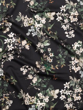 Stretch Cotton Sateen – Moonless Night Floral – Aesthetic Matters Print – Mood Exclusive Kenko Collection Stretch Cotton Sateen – Moonless Night Floral – Aesthetic Matters Print – Mood Exclusive Kenko Collection