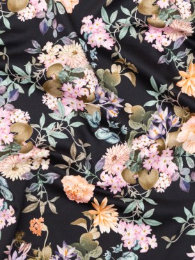 Stretch Cotton Sateen – Black Beauty Floral – Trifling Thoughts Print – Mood Exclusive Kenko Collection Stretch Cotton Sateen – Black Beauty Floral – Trifling Thoughts Print – Mood Exclusive Kenko Collection