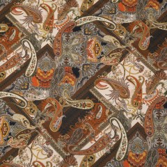 Cotton Voile – Orange and Brown Paisley over Patchwork – Lost in Thought Print – Mood Exclusive Kenko Collection Cotton Voile – Orange and Brown Paisley over Patchwork – Lost in Thought Print – Mood Exclusive Kenko Collection