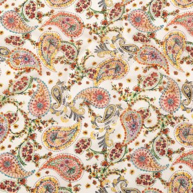 Cotton Voile – White and Red Paisley – Thought Impressions Print – Mood Exclusive Kenko Collection Cotton Voile – White and Red Paisley – Thought Impressions Print – Mood Exclusive Kenko Collection