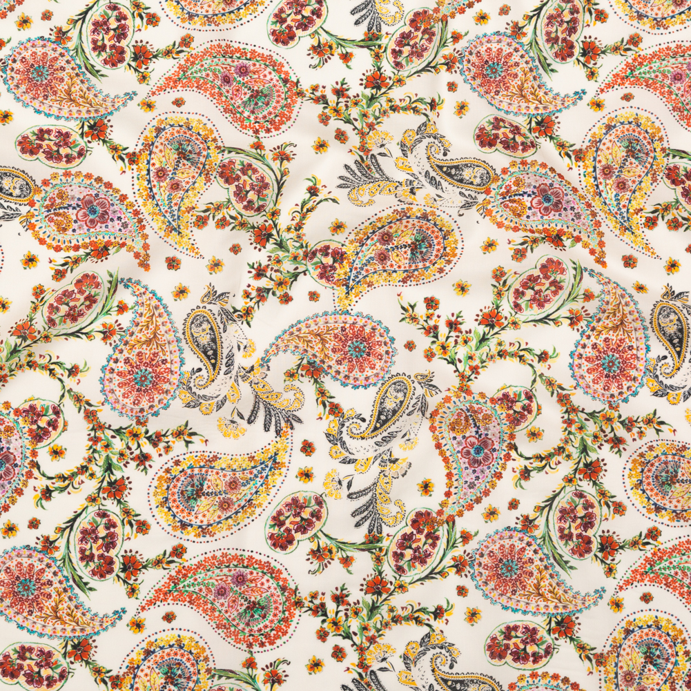 Cotton Voile – White and Red Paisley – Thought Impressions Print – Mood Exclusive Kenko Collection Cotton Voile – White and Red Paisley – Thought Impressions Print – Mood Exclusive Kenko Collection