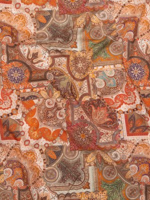 Cotton Voile – Orange Patchwork – Gemlike Assemblage Print – Mood Exclusive Kenko Collection Cotton Voile – Orange Patchwork – Gemlike Assemblage Print – Mood Exclusive Kenko Collection