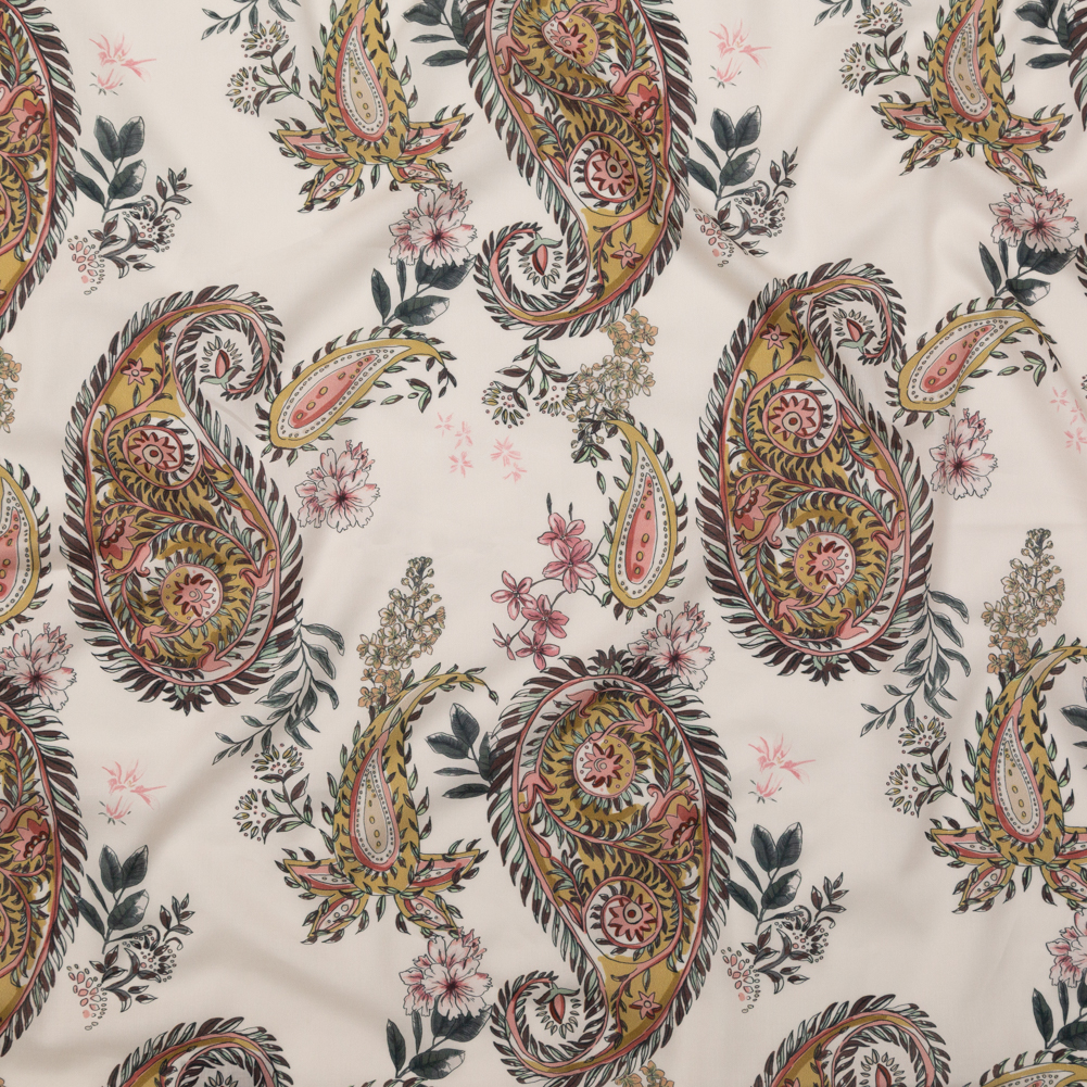 Cotton Voile – Cream Pink Paisleys – Leaving Footmarks Print – Mood Exclusive Kenko Collection Cotton Voile – Cream Pink Paisleys – Leaving Footmarks Print – Mood Exclusive Kenko Collection