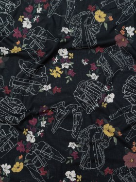 Cotton Voile – Black Beauty Jackets and Flowers – Mono No Aware Print – Mood Exclusive Kenko Collection Cotton Voile – Black Beauty Jackets and Flowers – Mono No Aware Print – Mood Exclusive Kenko Collection