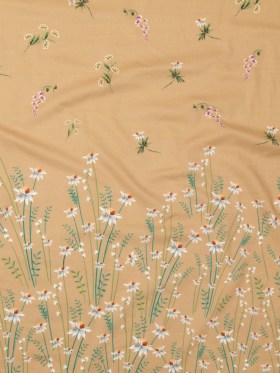 Cotton Voile Panel – Brown Sugar Daisy Flowers – Growing Distant Print – Mood Exclusive Kenko Collection Cotton Voile Panel – Brown Sugar Daisy Flowers – Growing Distant Print – Mood Exclusive Kenko Collection