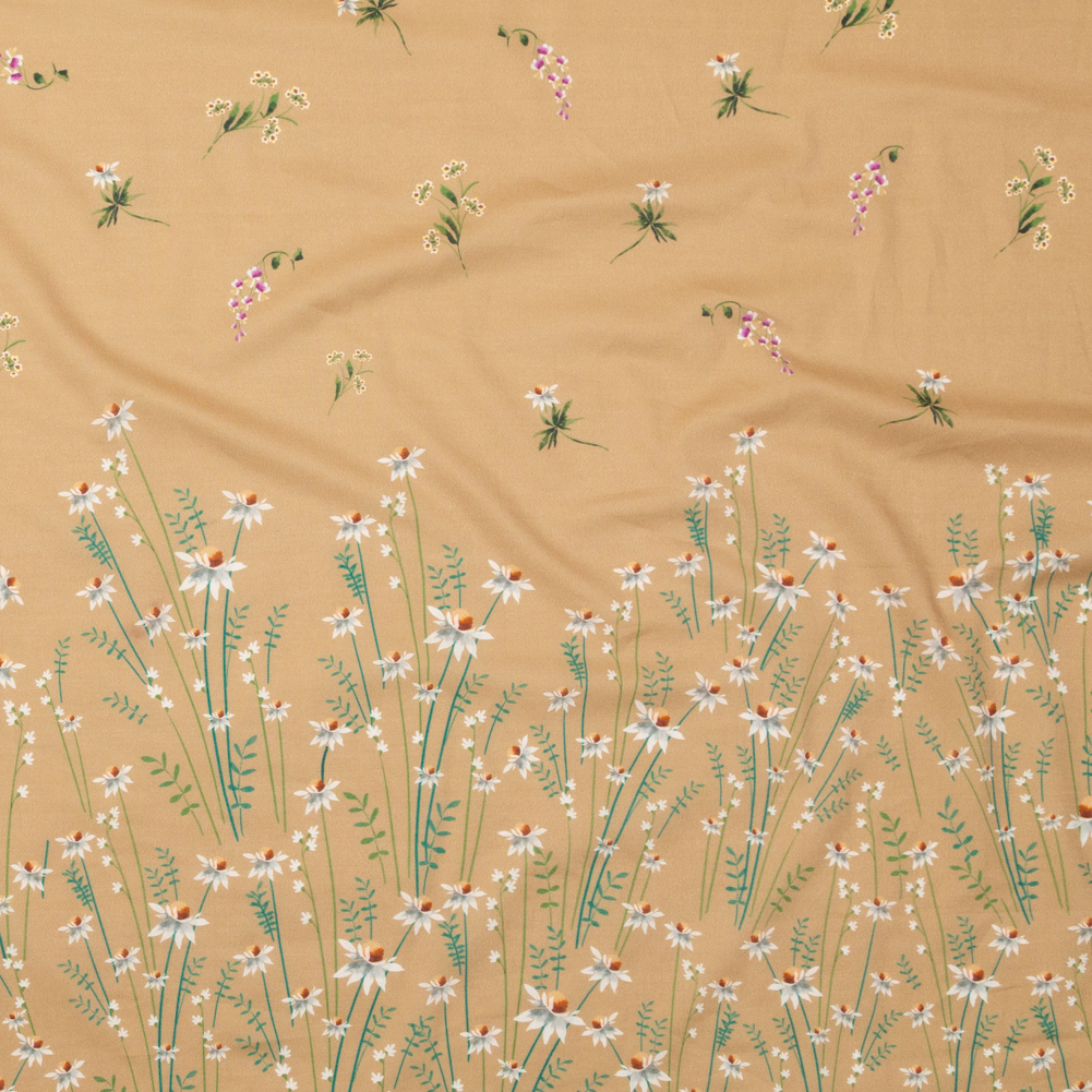 Cotton Voile Panel – Brown Sugar Daisy Flowers – Growing Distant Print – Mood Exclusive Kenko Collection Cotton Voile Panel – Brown Sugar Daisy Flowers – Growing Distant Print – Mood Exclusive Kenko Collection