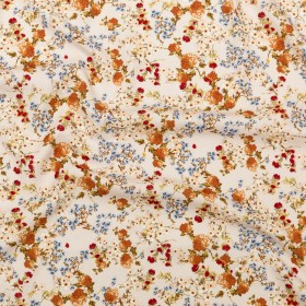 Stretch Polyester Crepe – White and Orange Floral – Passing Spirits Print – Mood Exclusive Crow Collection Stretch Polyester Crepe – White and Orange Floral – Passing Spirits Print – Mood Exclusive Crow Collection