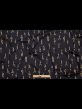 Stretch Cotton Sateen – Black and Beige People – Double Dreaming and Trance Print – Mood Exclusive Crow Collection Stretch Cotton Sateen – Black and Beige People – Double Dreaming and Trance Print – Mood Exclusive Crow Collection