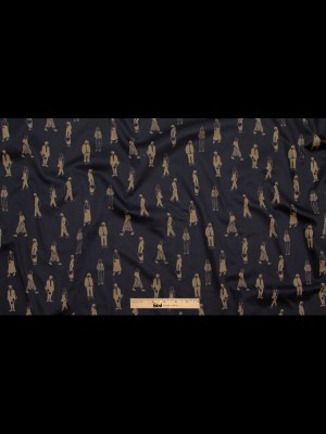 Stretch Cotton Sateen – Black and Beige People – Double Dreaming and Trance Print – Mood Exclusive Crow Collection Stretch Cotton Sateen – Black and Beige People – Double Dreaming and Trance Print – Mood Exclusive Crow Collection