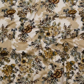 Stretch Cotton Sateen – Beige Flowers and Shadows – Spectral Lights Print – Mood Exclusive Crow Collection Stretch Cotton Sateen – Beige Flowers and Shadows – Spectral Lights Print – Mood Exclusive Crow Collection