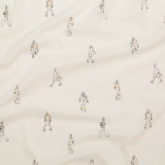 Cotton Voile – White Little Figures – Waking and Sleeping Print – Mood Exclusive Crow Collection Cotton Voile – White Little Figures – Waking and Sleeping Print – Mood Exclusive Crow Collection