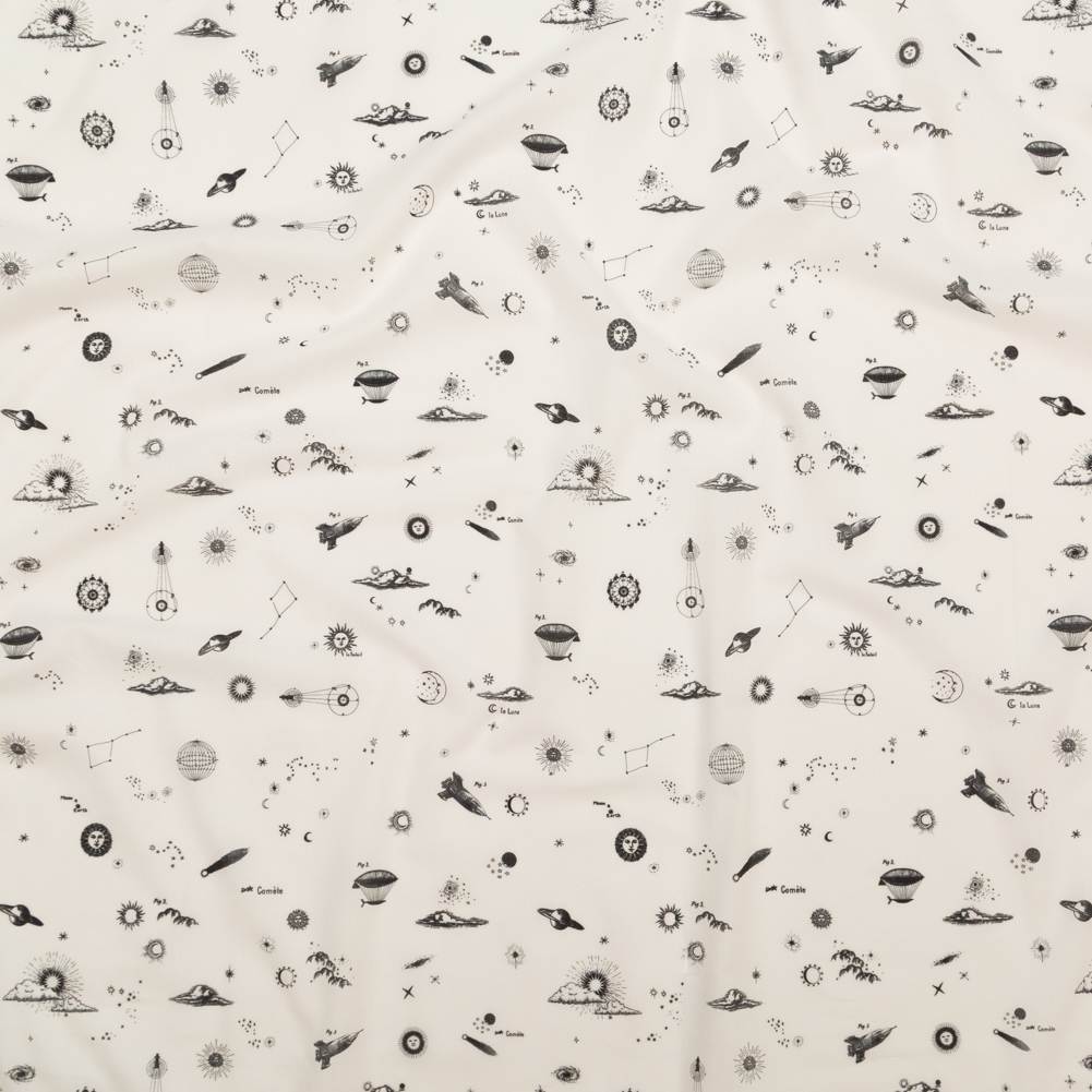 Cotton Voile – White Flying Machines and Outer Space – Future That Awaits Us Print – Mood Exclusive Crow Collection Cotton Voile – White Flying Machines and Outer Space – Future That Awaits Us Print – Mood Exclusive Crow Collection