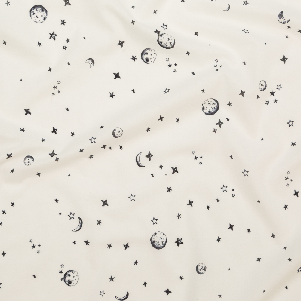 Cotton Voile – White Stars and Moons – Garde Chasse Print – Mood Exclusive Crow Collection Cotton Voile – White Stars and Moons – Garde Chasse Print – Mood Exclusive Crow Collection